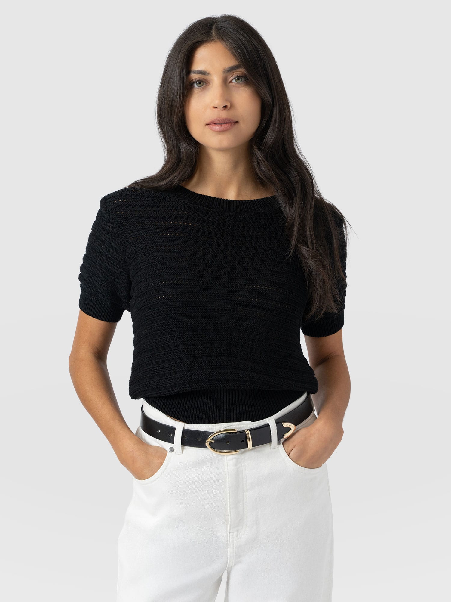 Ester Short Sleeve Knit - Black