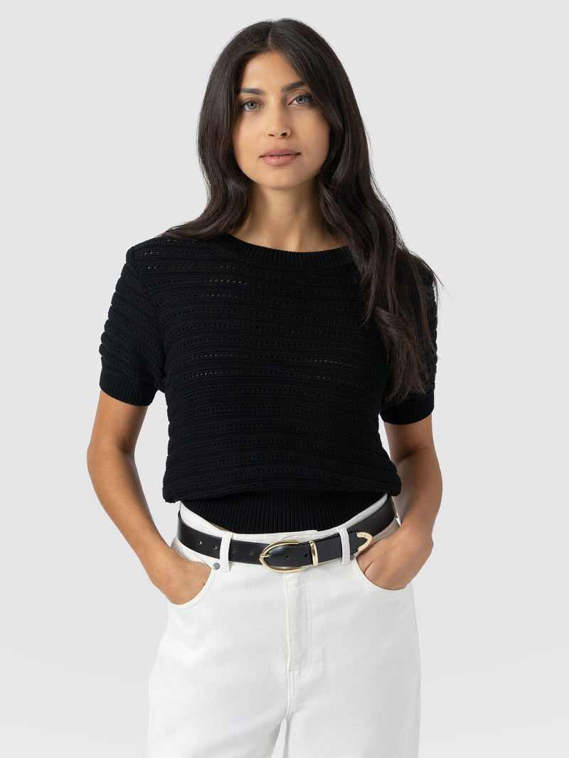 Ester Short Sleeve Knit - Black - Women's Jumpers | Saint + Sofia® UK