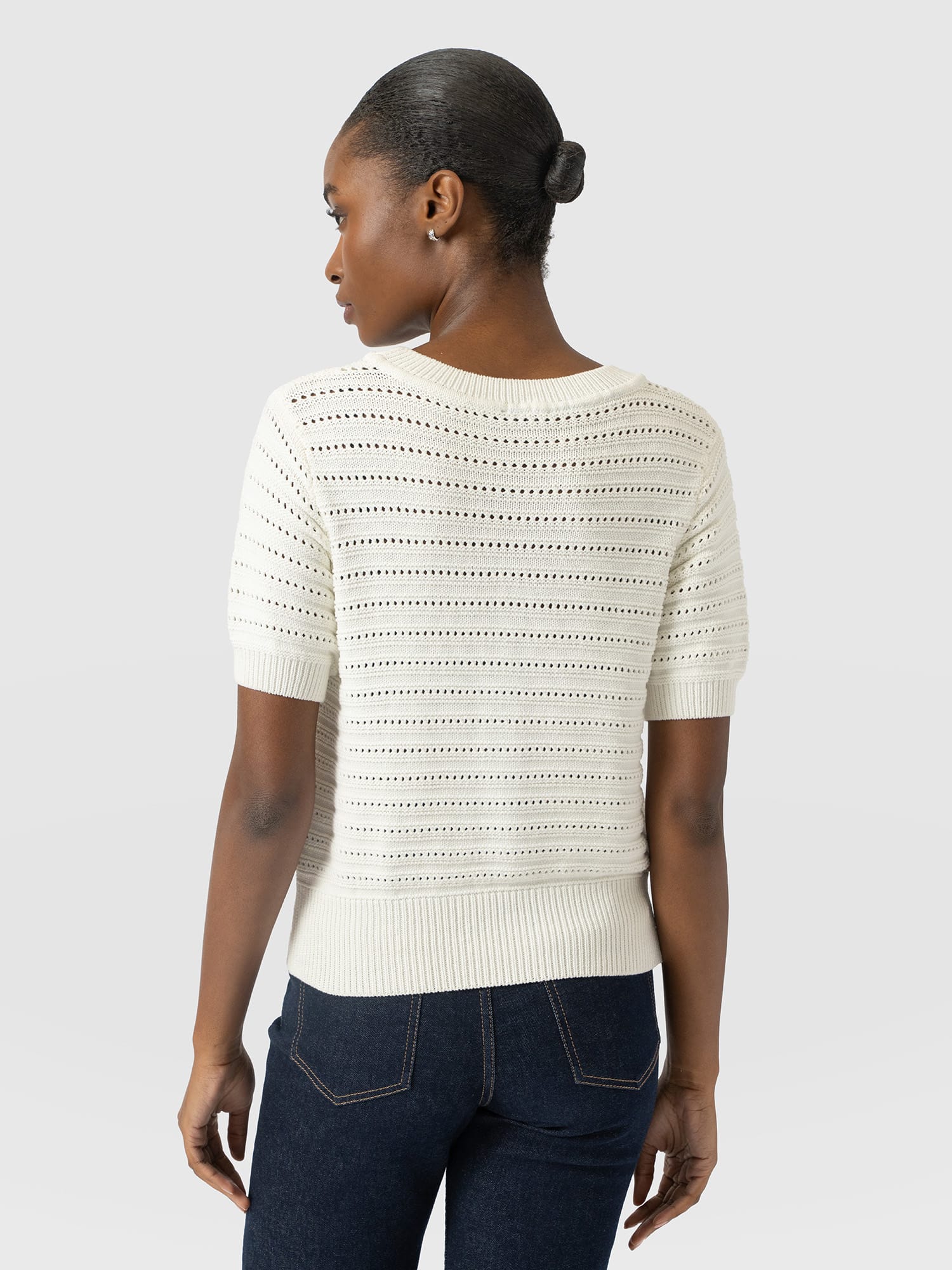 Ester Short Sleeve Knit - Cream - Women's Jumpers | Saint and Sofia® UK