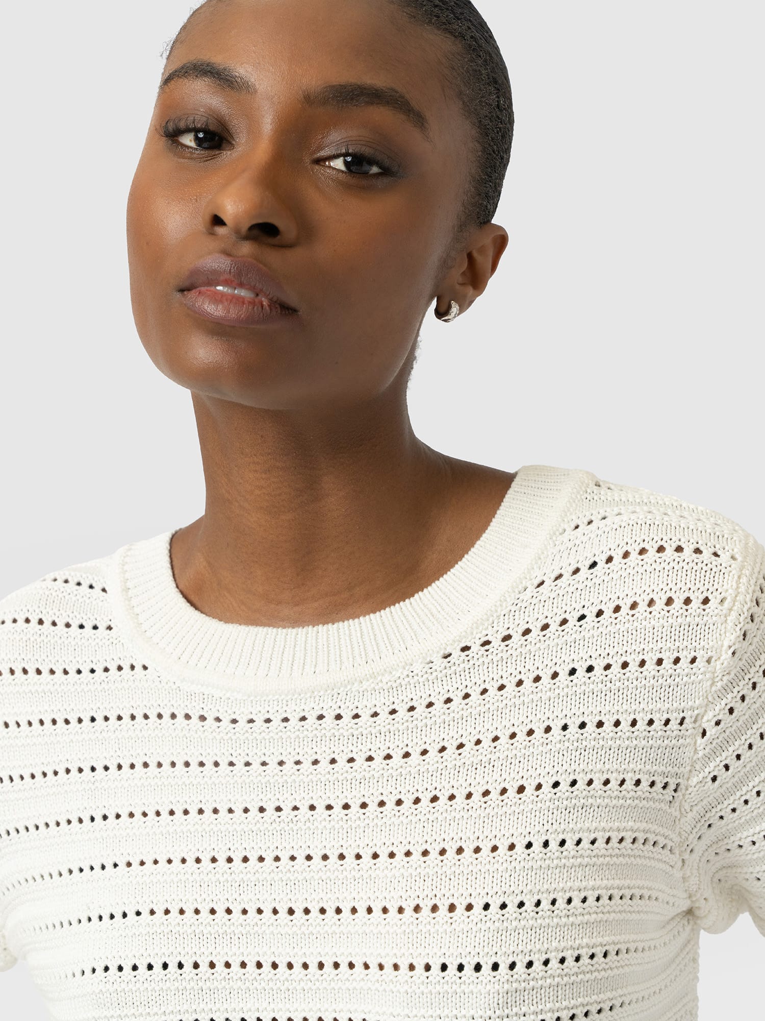 Ester Short Sleeve Knit - Cream - Women's Jumpers | Saint and Sofia® UK