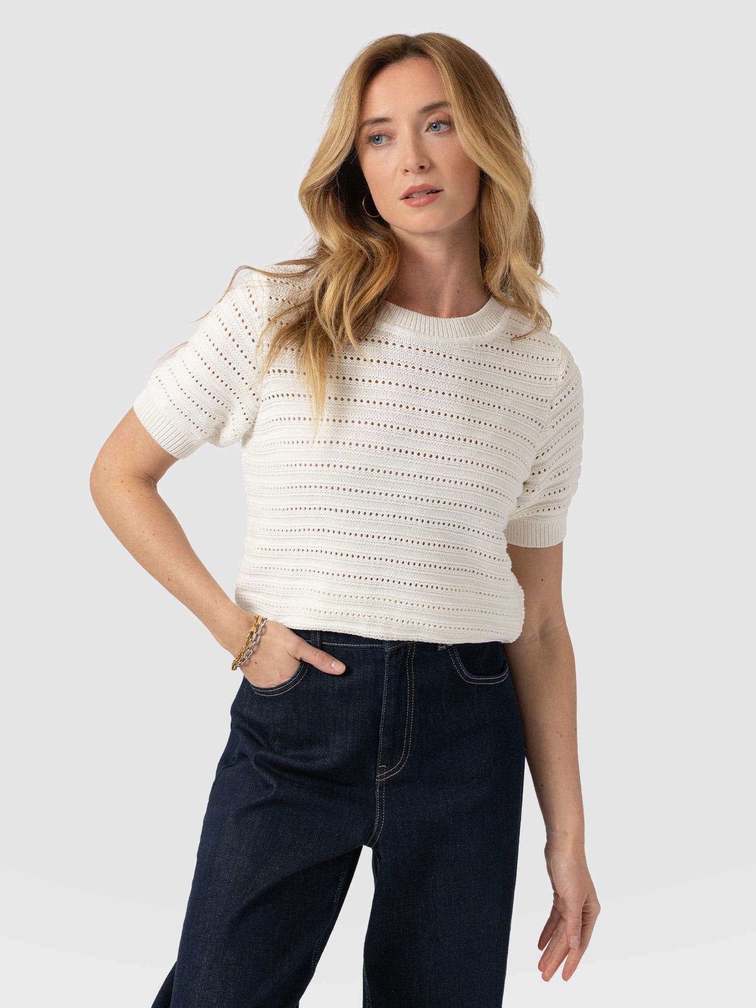 Ester Short Sleeve Knit - Cream