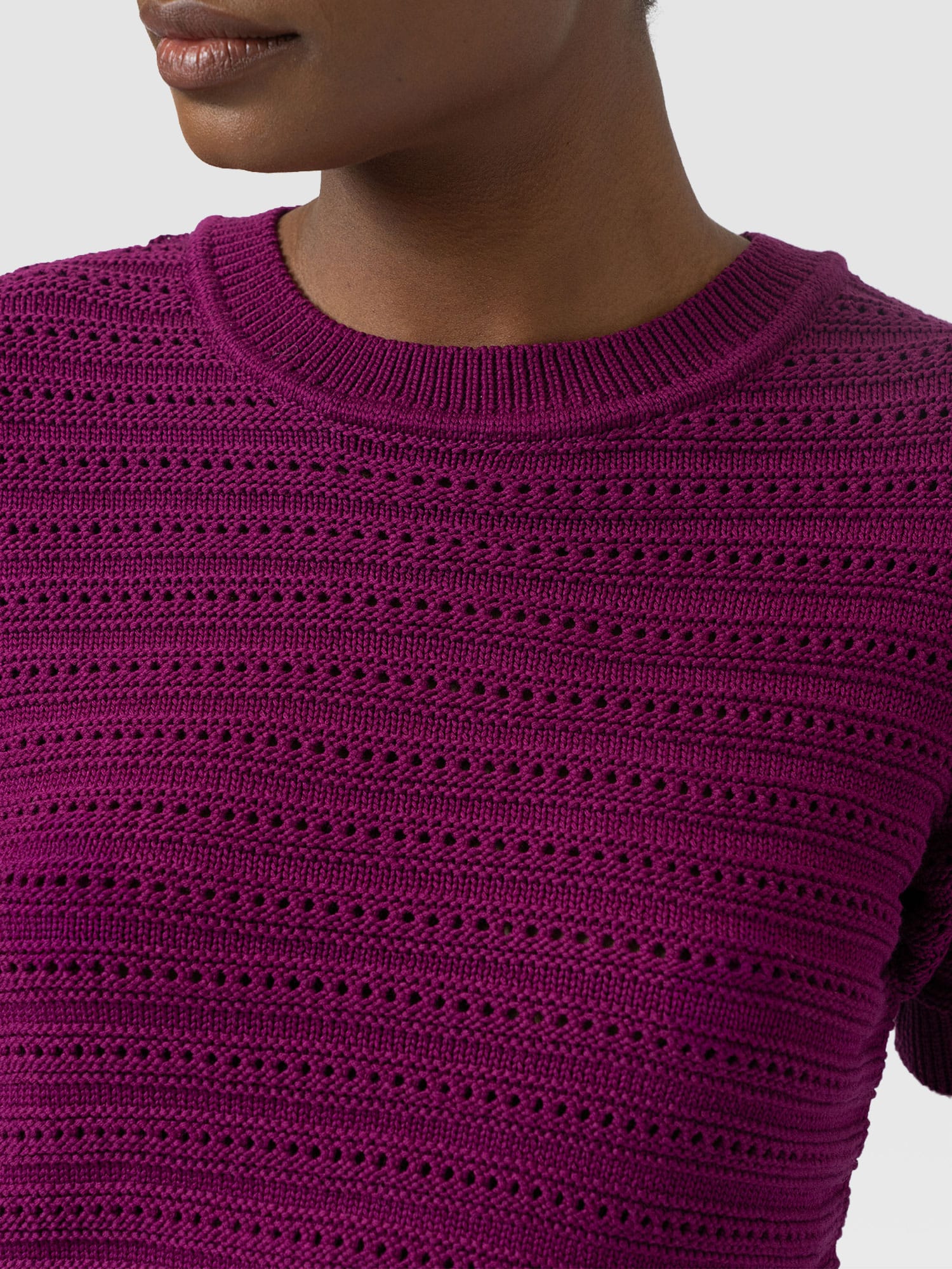 Ester Short Sleeve Knit - Dark Magenta - Women's Jumpers | Saint and Sofia® UK