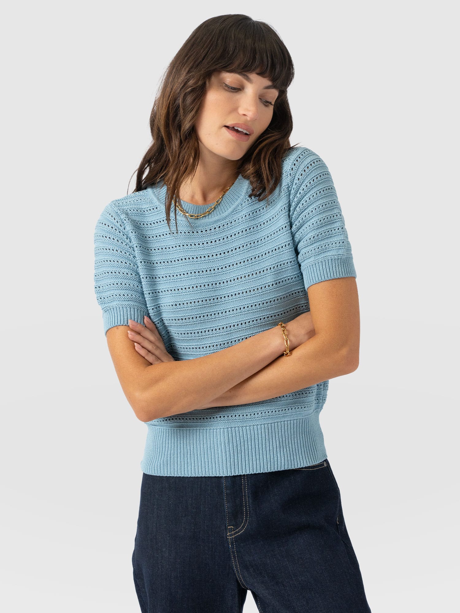 Ester Short Sleeve Knit - Powder Blue