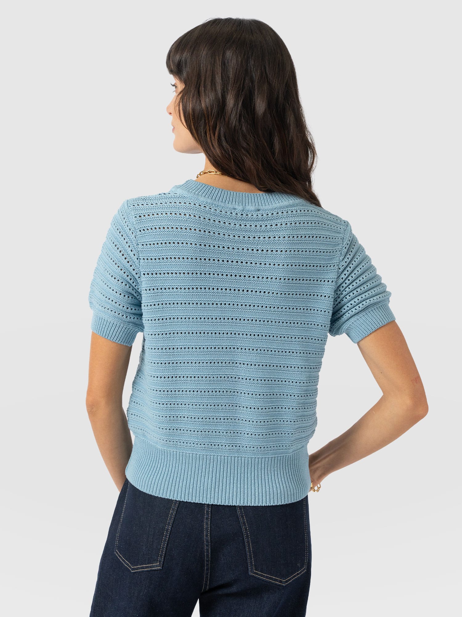 Ester Short Sleeve Knit - Powder Blue