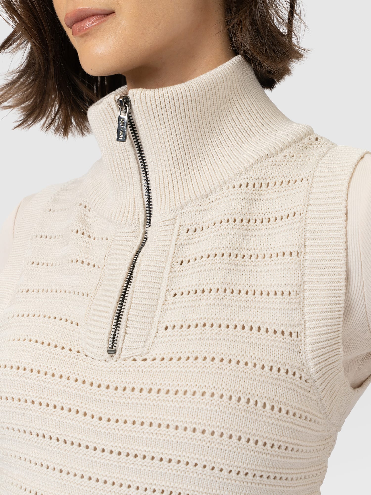 Ester Sleeveless Knit - Cream - Women's Jumpers | Saint and Sofia® UK