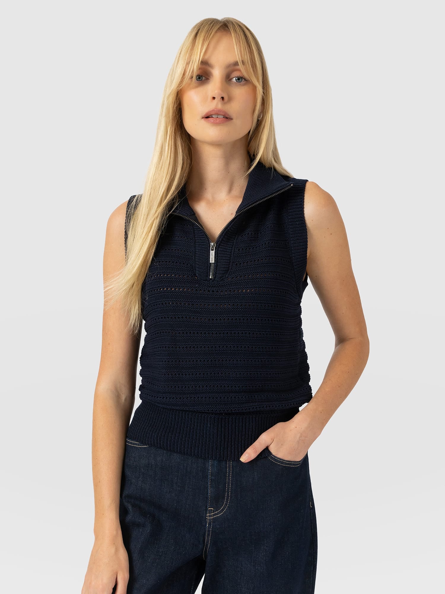 Ester Sleeveless Knit - Navy