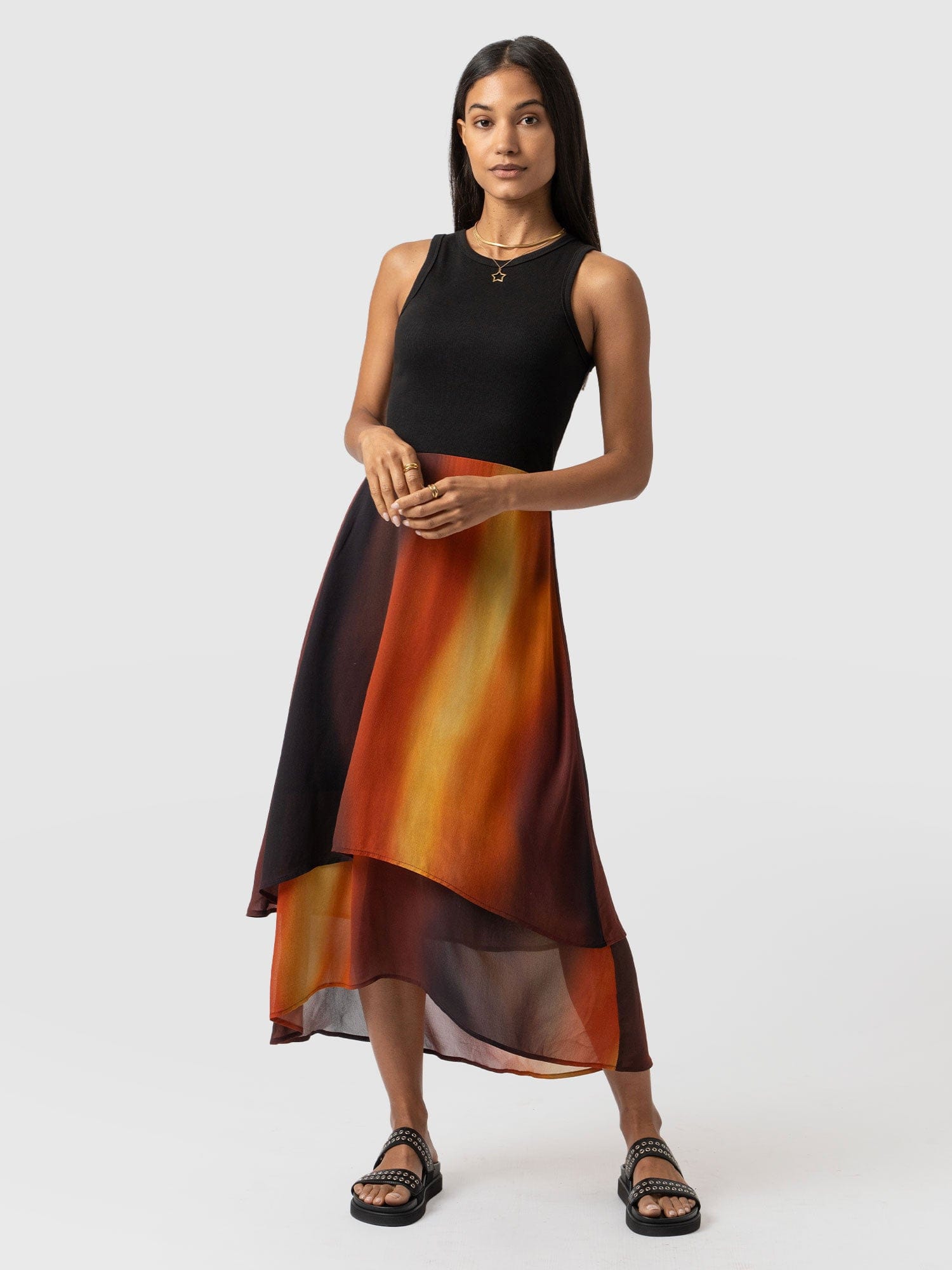 Saint + Sofia Etta Layered Dress - Amber Gradient