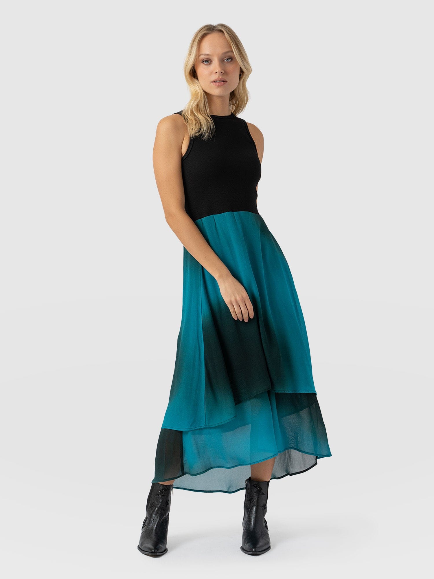 Etta Layered Dress Blue Coral - Women's Skirts | Saint + Sofia® UK