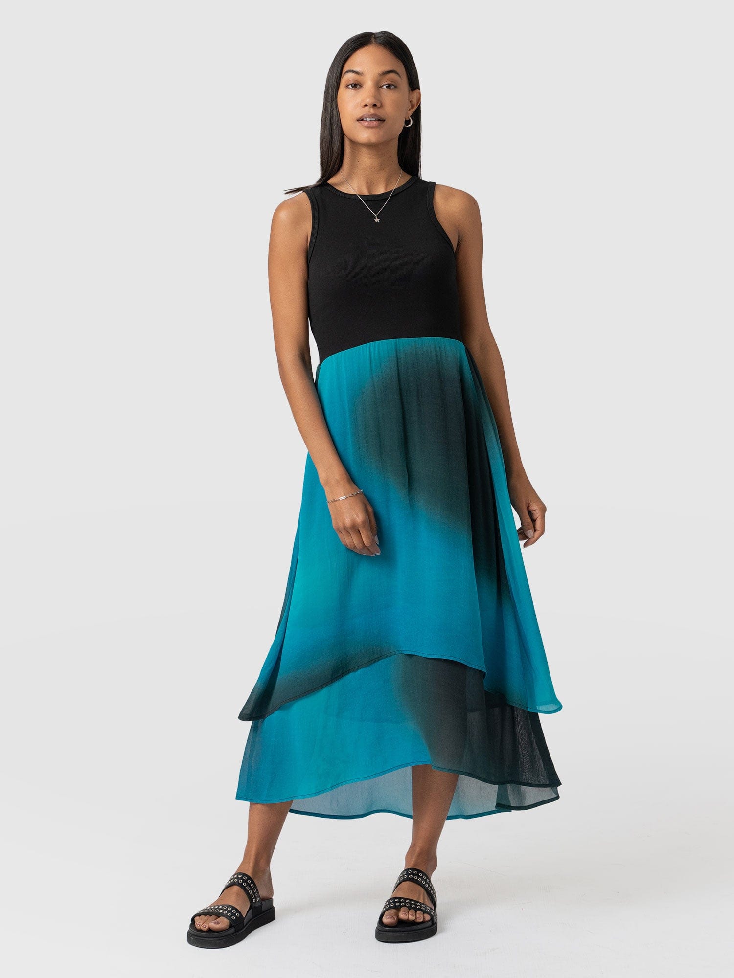 Etta Layered Dress - Blue Coral