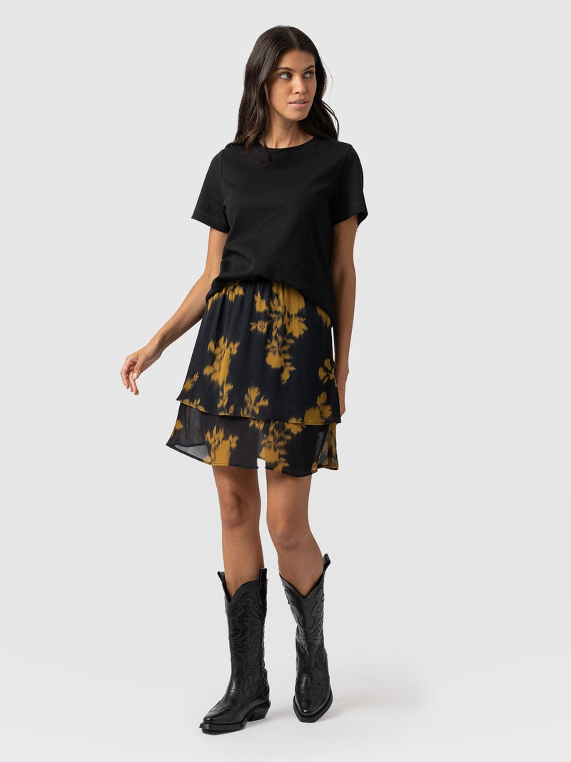 Etta Mini Layered Skirt - Yellow Fade Floral