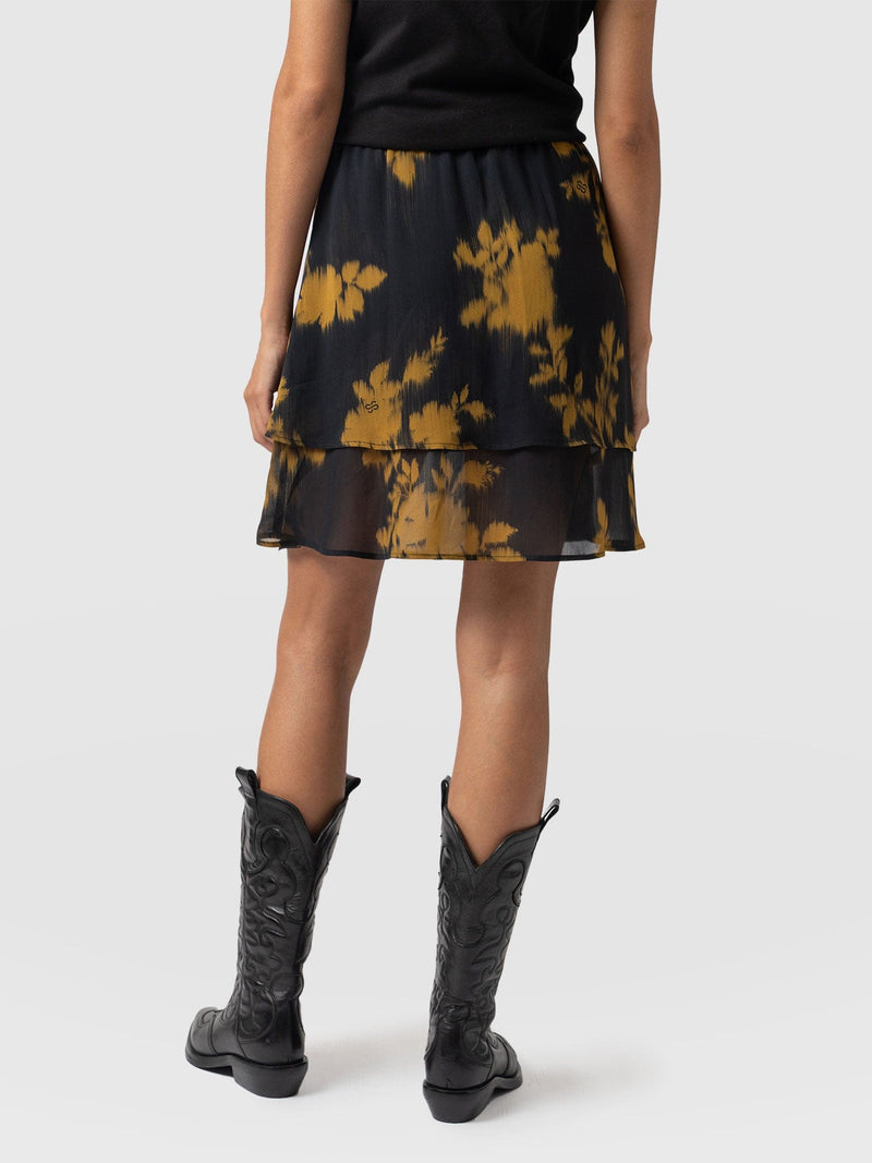 Etta Mini Layered Skirt - Yellow Fade Floral