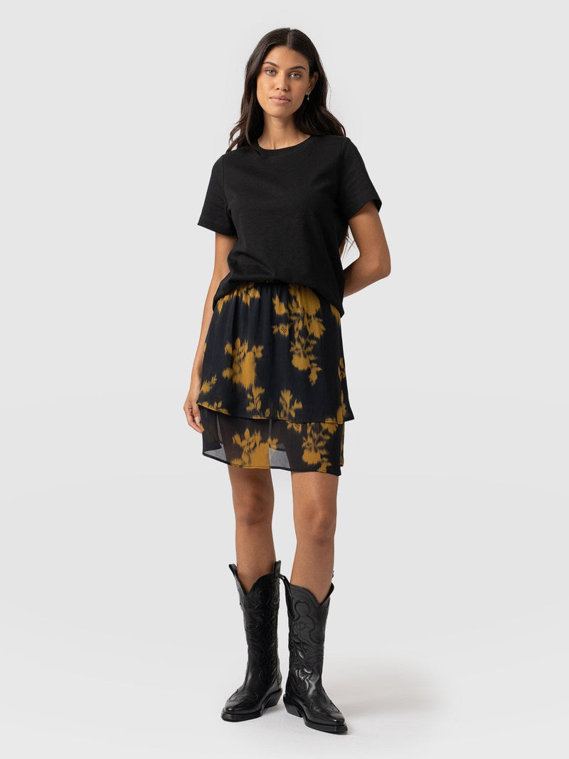 Etta Mini Layered Skirt - Yellow Fade Floral