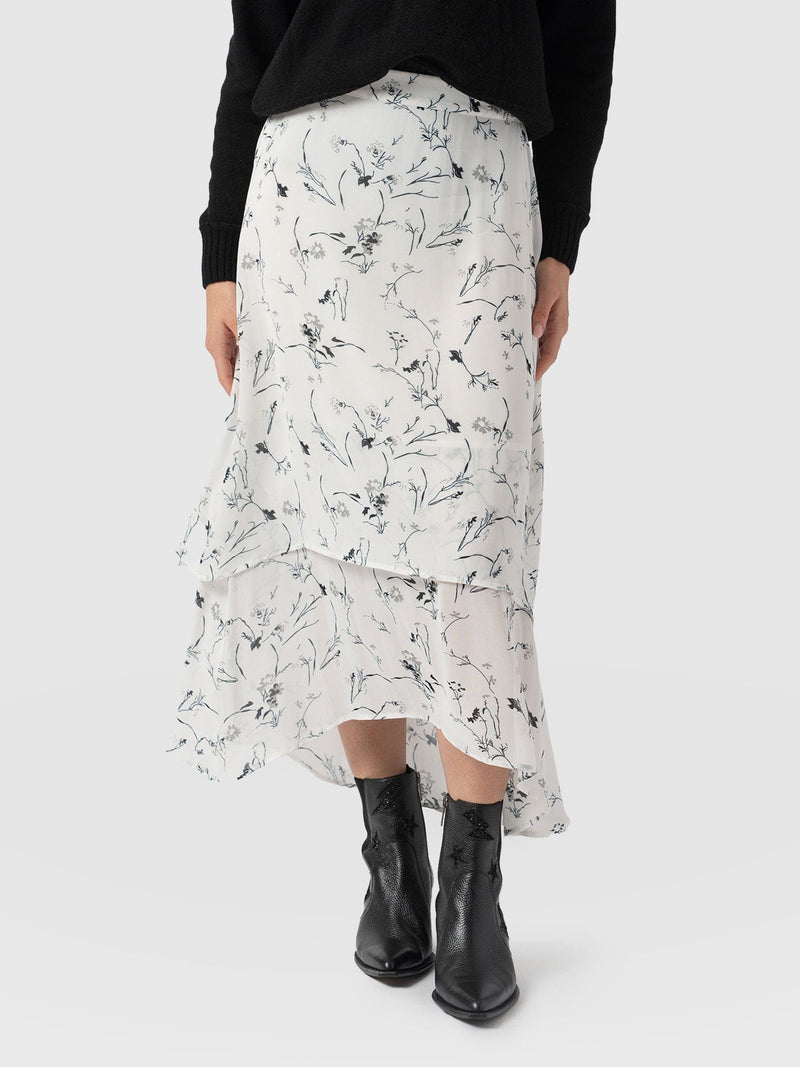 Etta Layered Skirt - White Floral