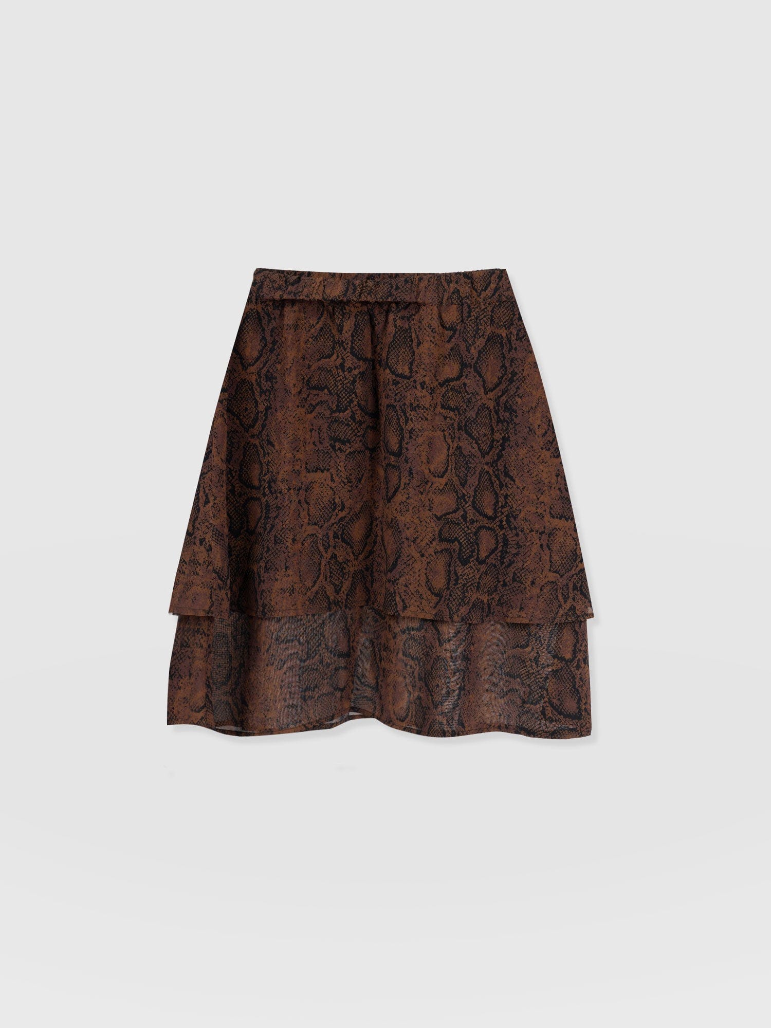 Etta Mini Layered Skirt - Brown Snake