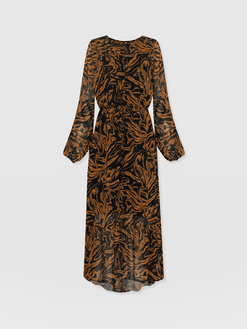 Evelyn High Low Dress - Brown Zebra