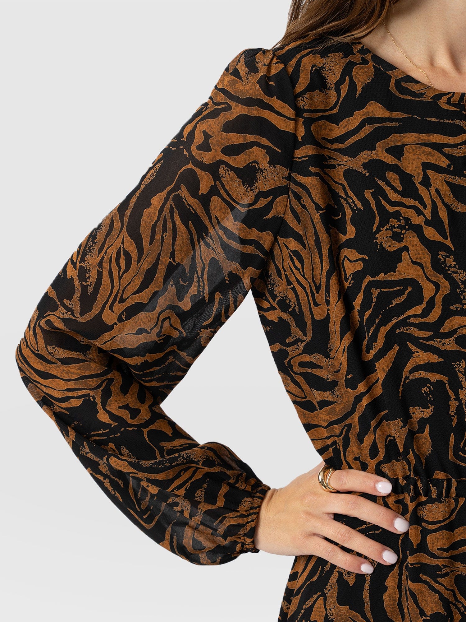 Evelyn High Low Dress - Brown Zebra
