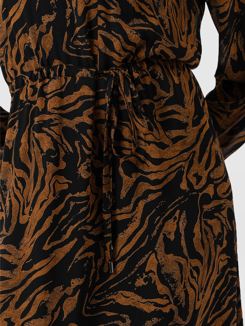 Evelyn High Low Dress - Brown Zebra