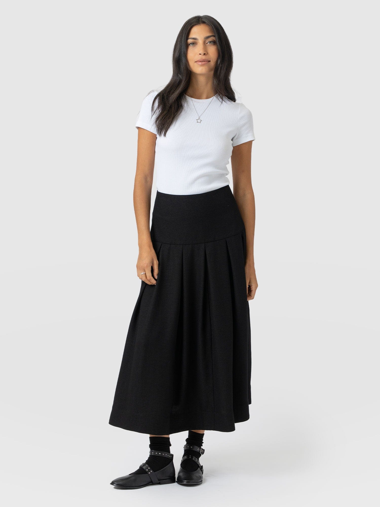 Everly Pleated Skirt - Black