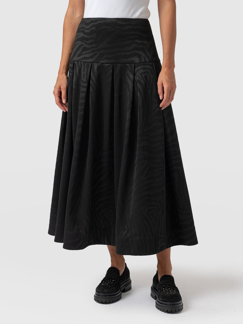 Everly Pleated Skirt - Black Zebra