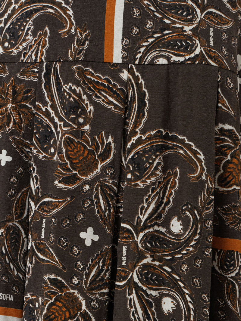 Everly Pleated Skirt - Brown Paisley