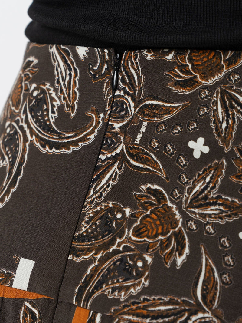 Everly Pleated Skirt - Brown Paisley