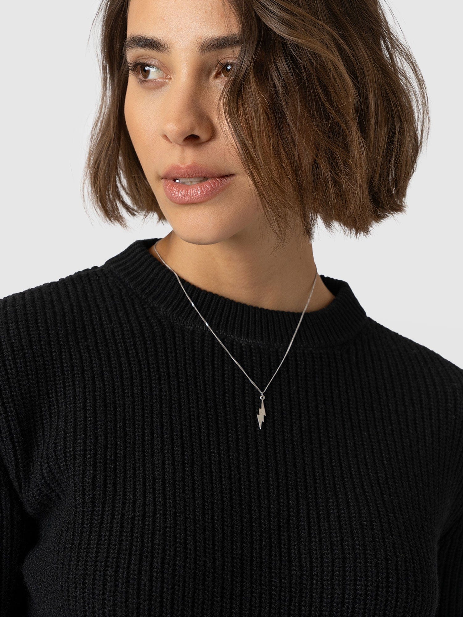 Eyelet Rib Knit Jumper Black - Women's Jumpers | Saint + Sofia® UK