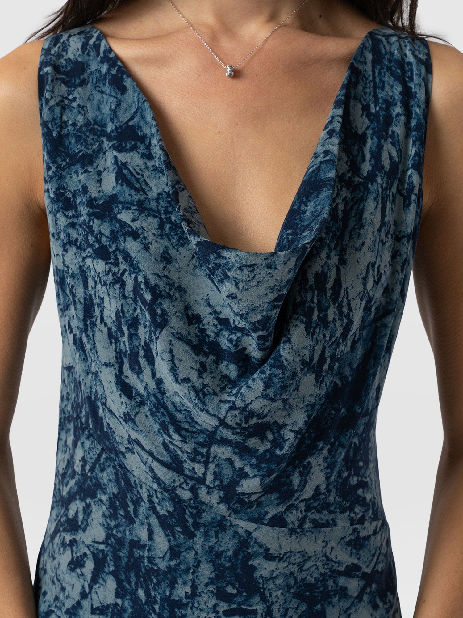Faye Cowl Neck Dress Blue Marble - Women's Dresses | Saint + Sofia® UK