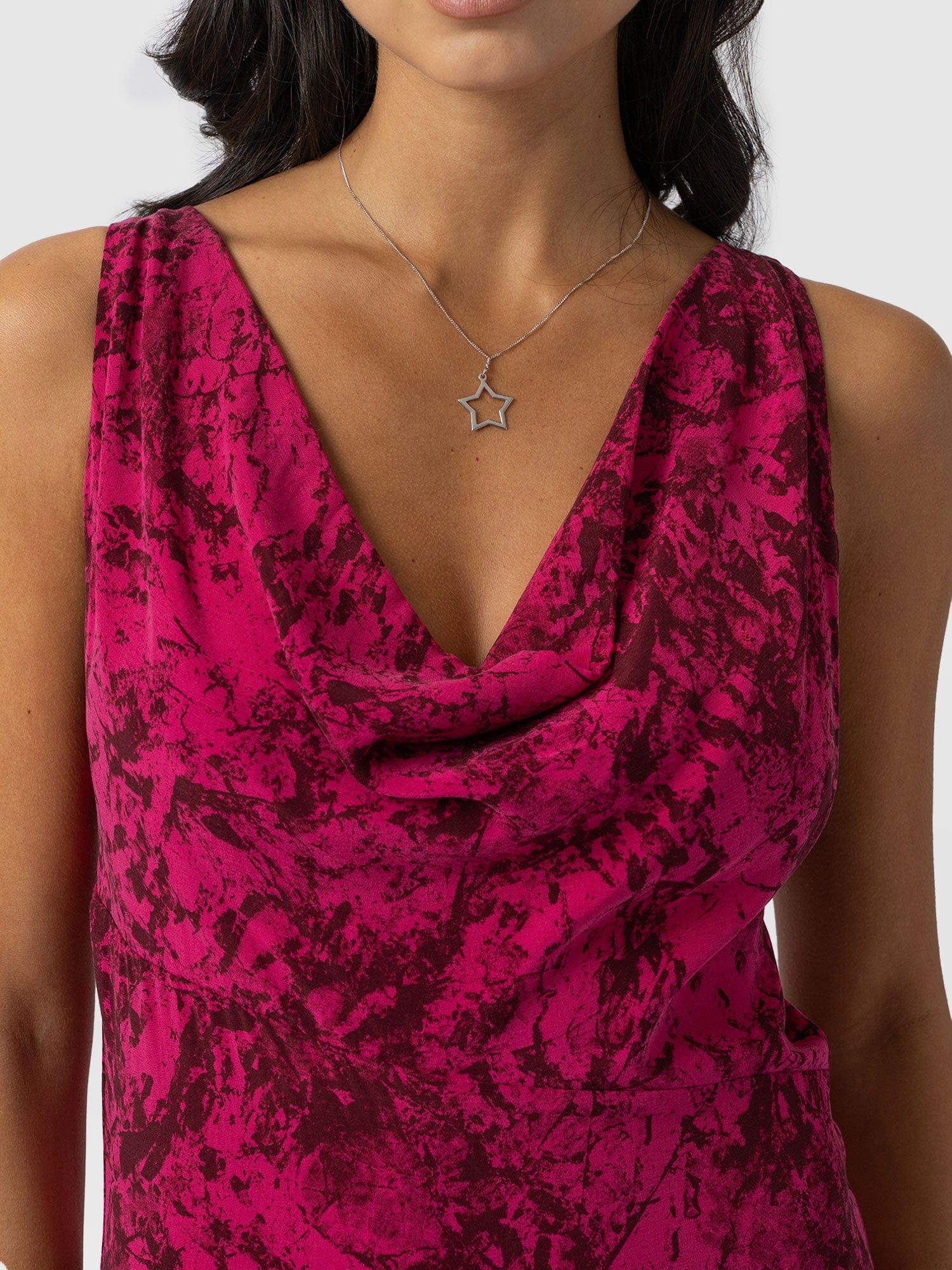 Faye Cowl Neck Dress Pink Marble - Women's Dresses | Saint + Sofia® UK