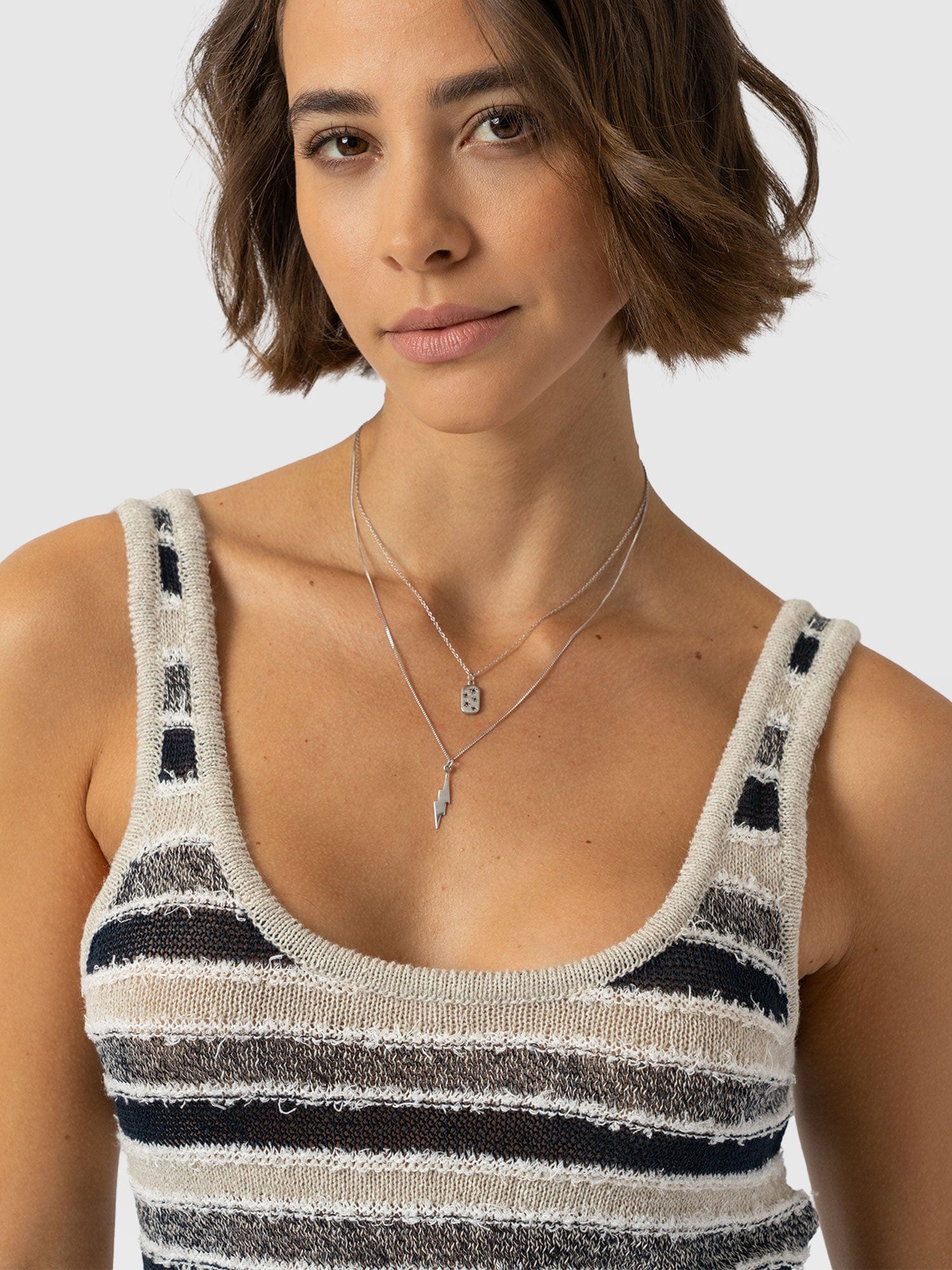 Fearne Knit Cami - Blue Stripe - Women's Tanks | Saint + Sofia® UK