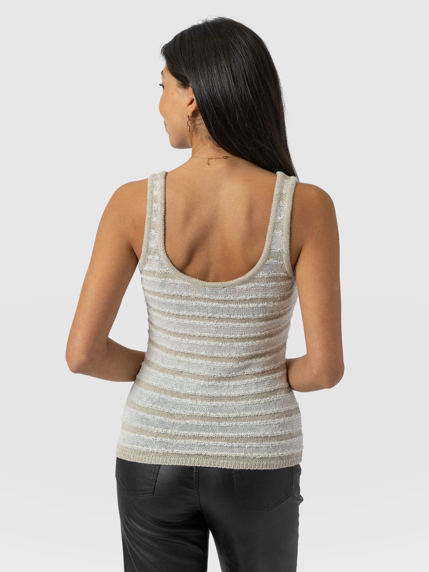 Fearne Knit Cami - Cream Stripe - Women's Tanks | Saint + Sofia® UK