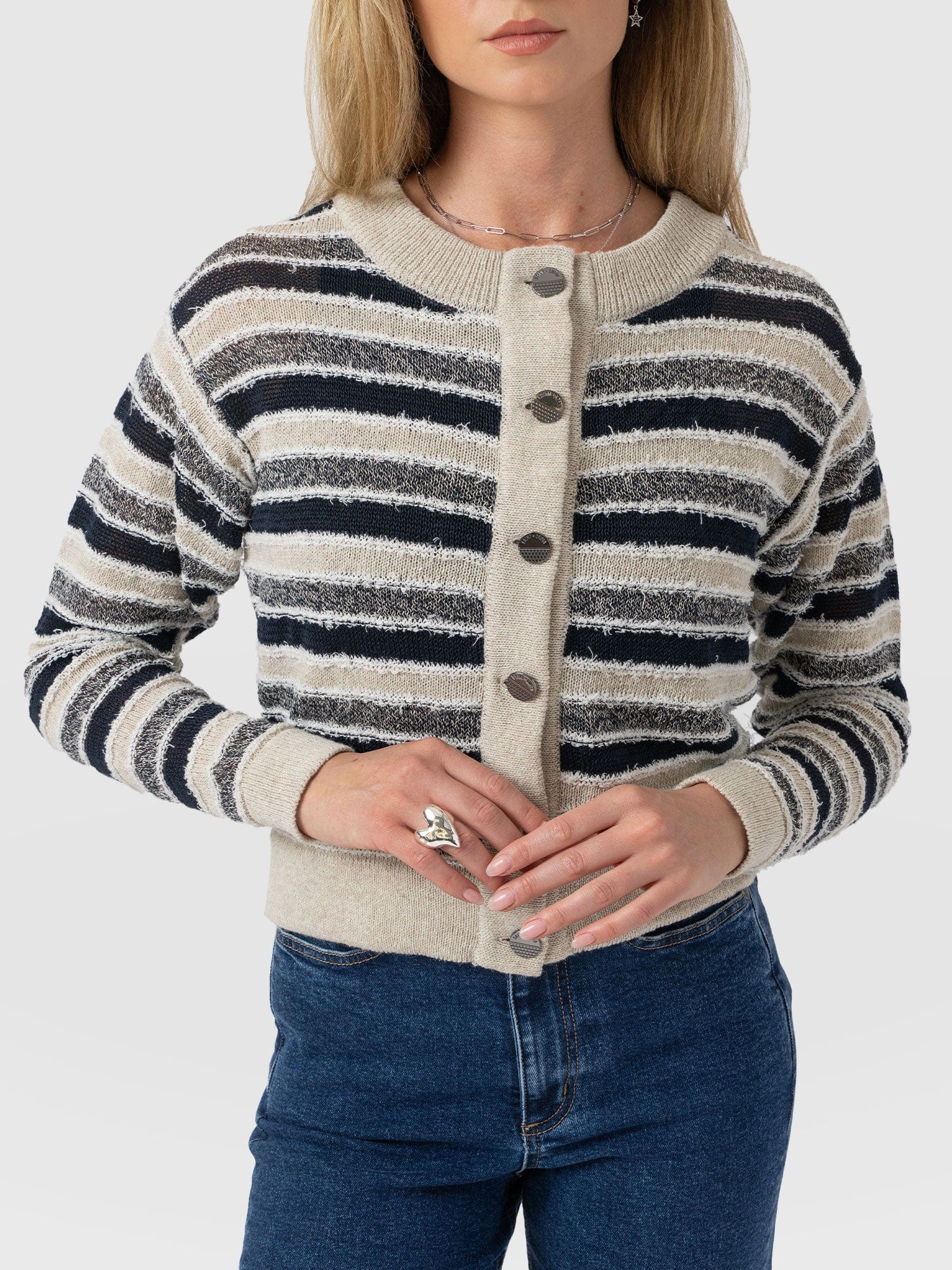 Fearne Knit Cardigan - Blue Stripe