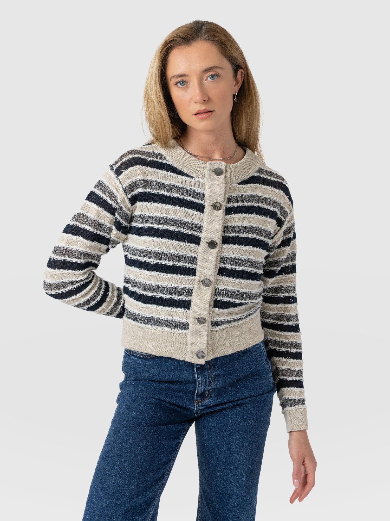 Fearne Knit Cardigan - Blue Stripe