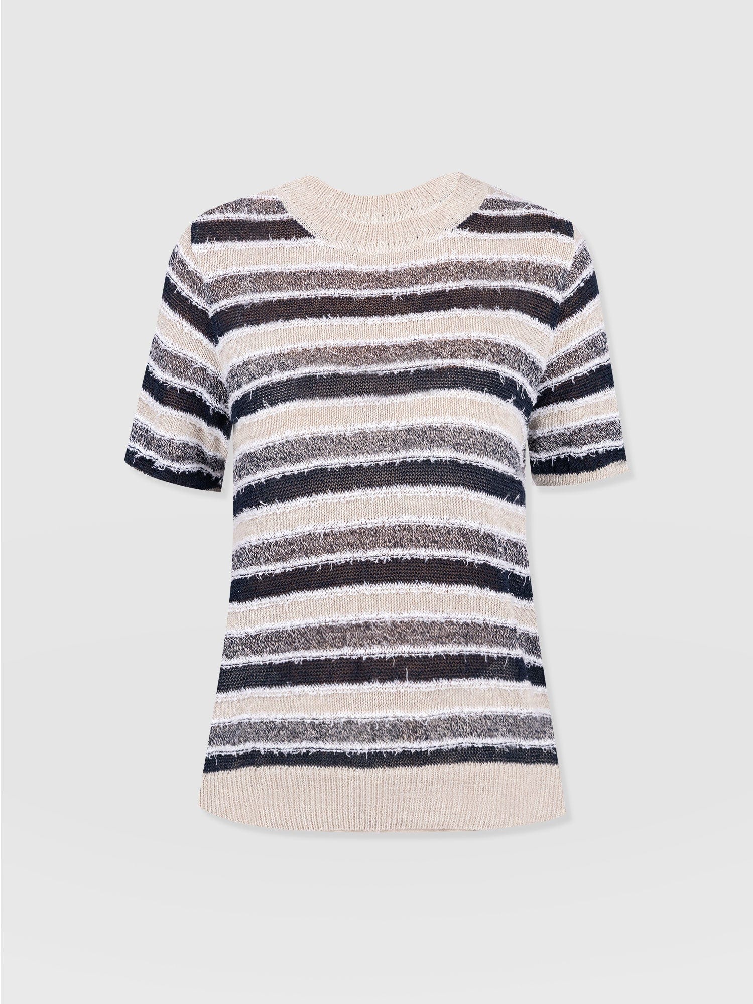 Fearne Knit Tee Blue Stripe - Women's Knitwear | Saint + Sofia® UK