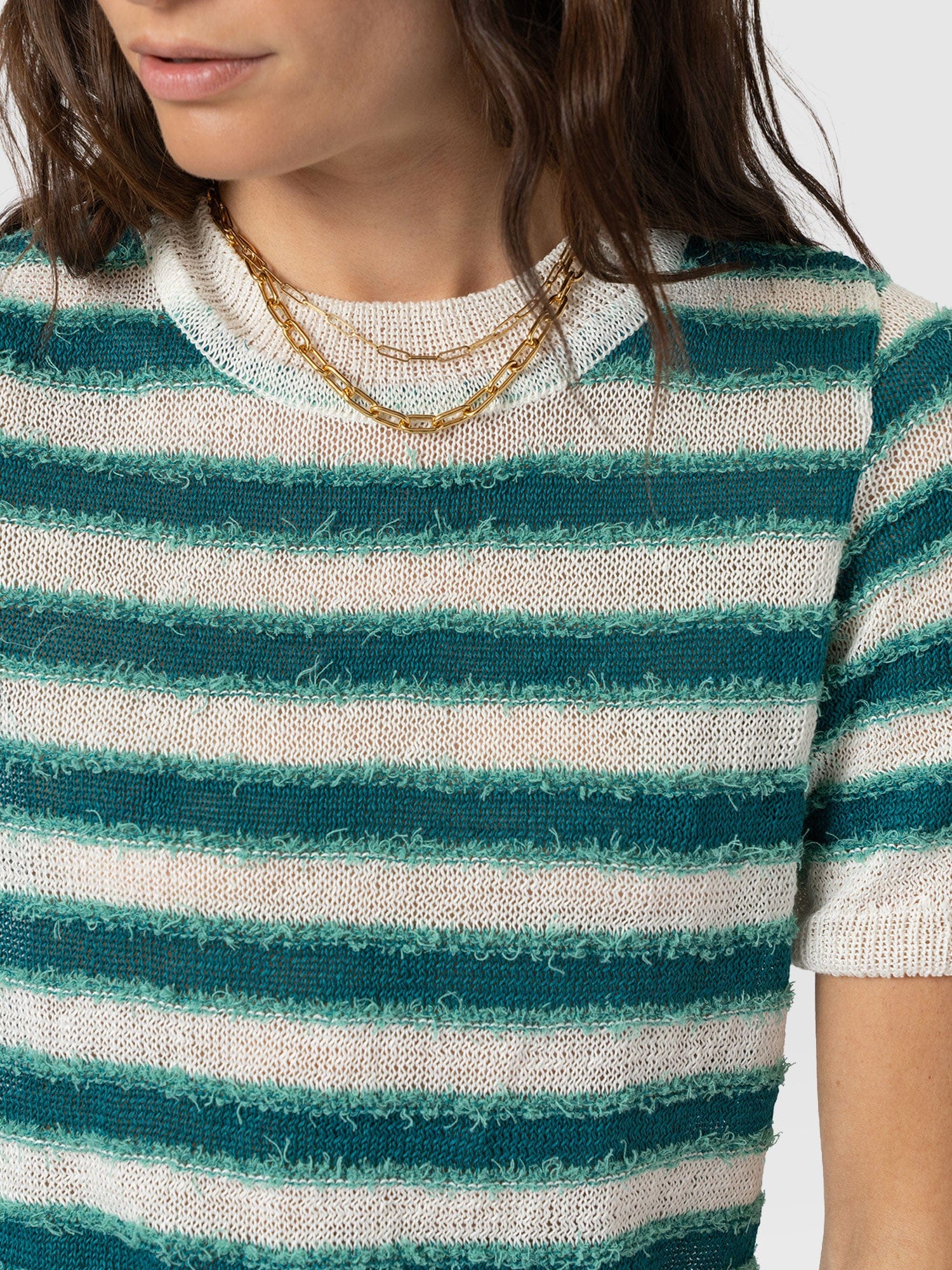Fearne Knit Tee - Mint Stripe - Women's Jumpers | Saint + Sofia® UK