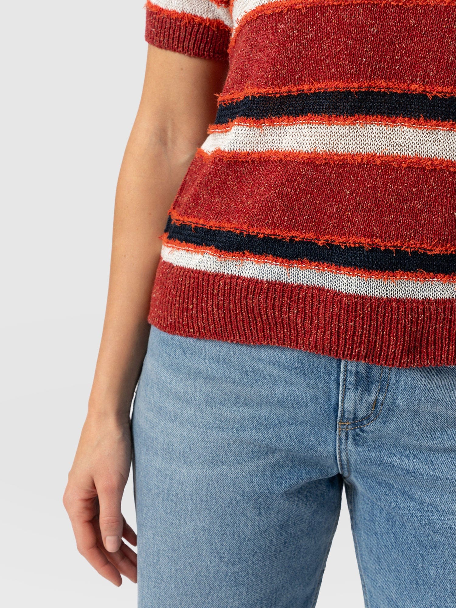 Fearne Knit Tee - Red Stripe - Women's Jumpers | Saint + Sofia® UK