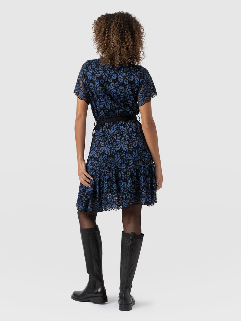 Fearne Lace Mini Dress - Blue/Black