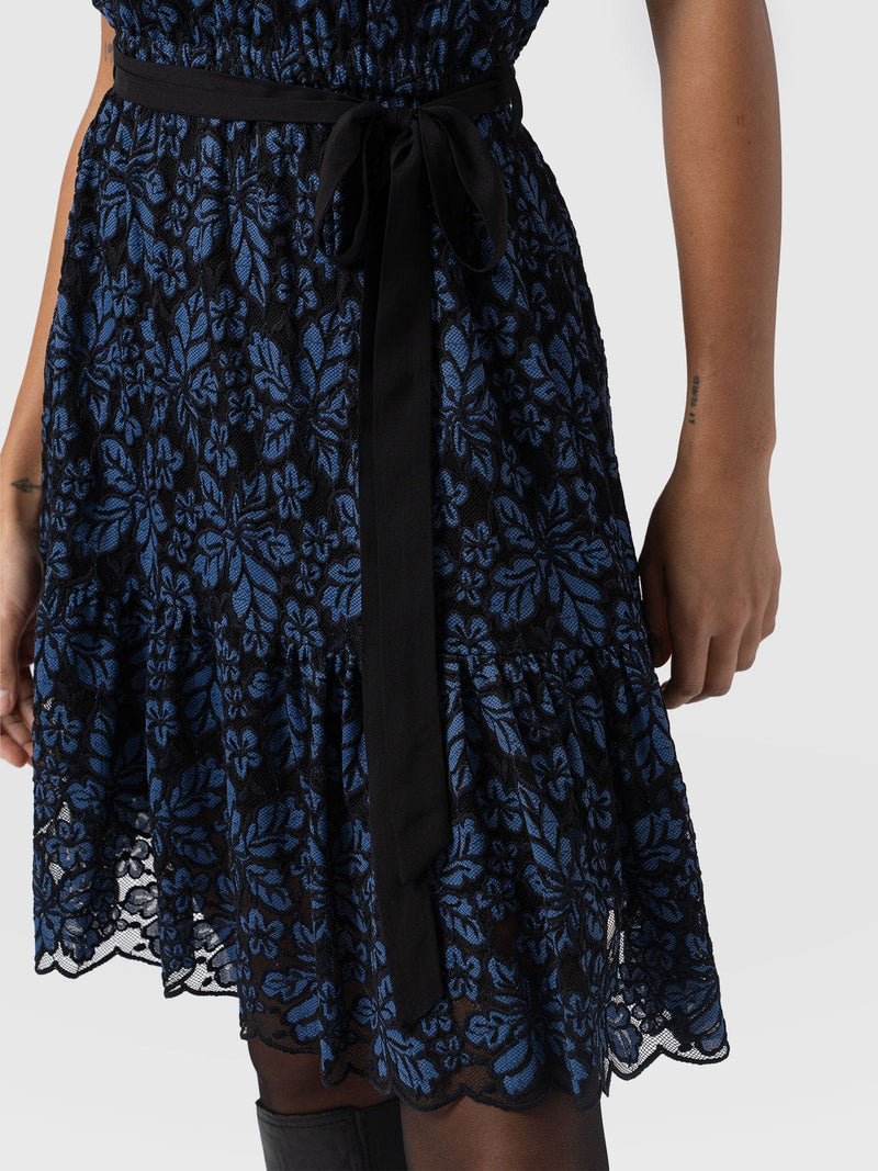 Fearne Lace Mini Dress - Blue/Black