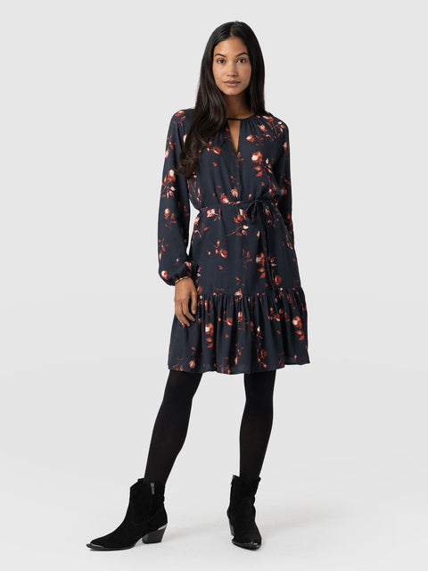 Fia Mini Tiered Dress Dark Roses - Women's Dresses | Saint + Sofia® UK