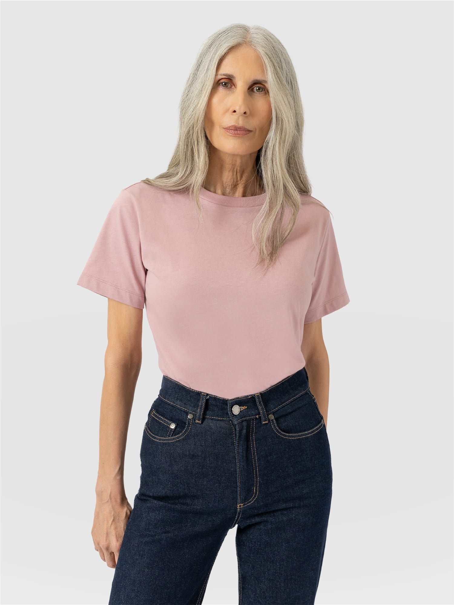 Finsbury Crew Neck Tee - Dusty Pink - Women's T-shirts | Saint and Sofia® UK