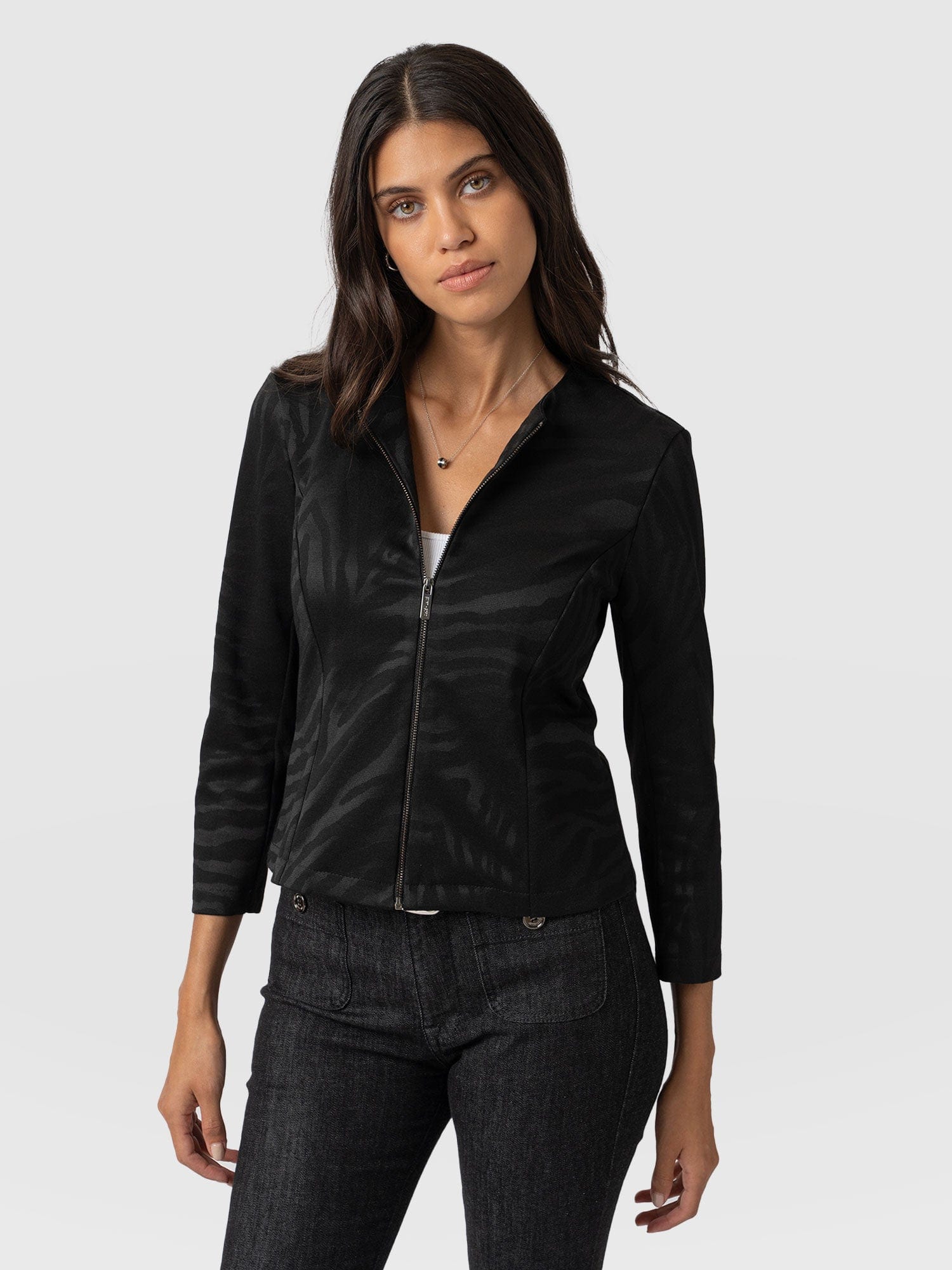Florence Jacket Black Zebra - Women's Jackets | Saint + Sofia® UK