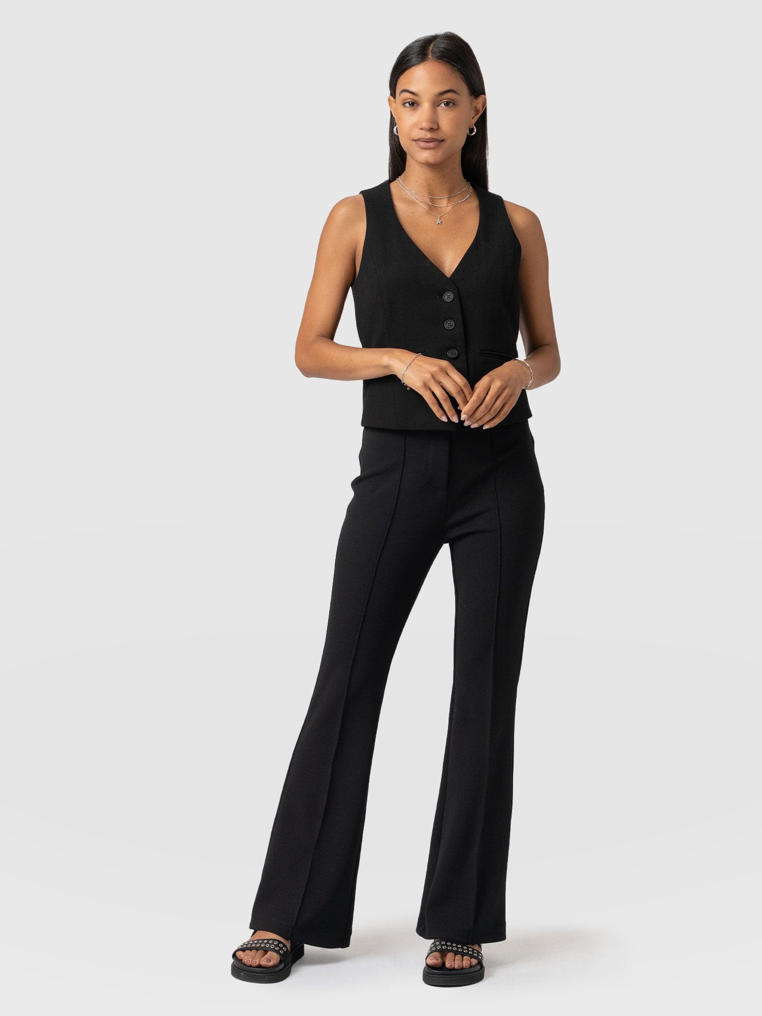 Freya Flared Trouser Black - Women's Trousers | Saint + Sofia® UK