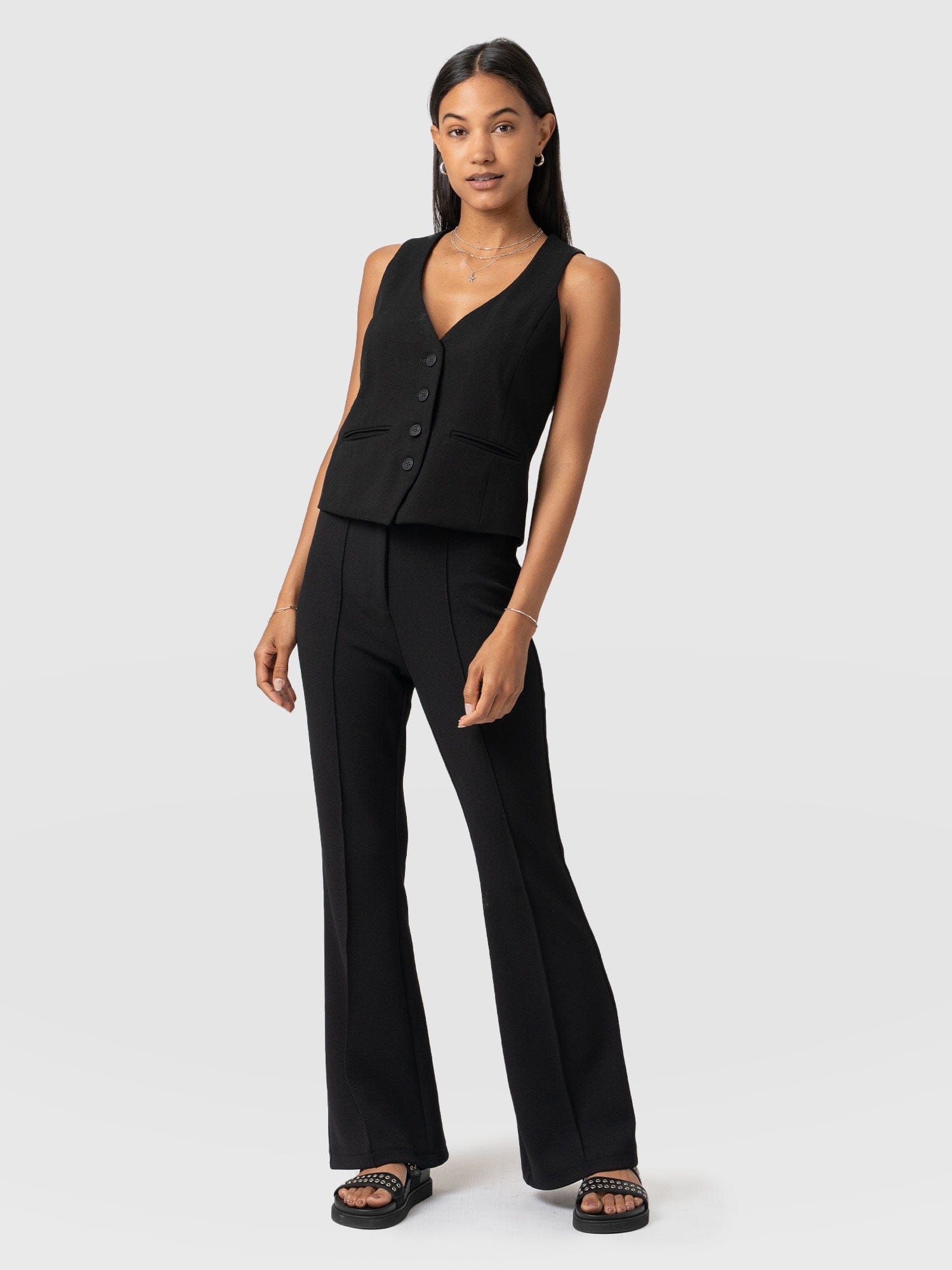 Freya Flared Trouser Black - Women's Trousers | Saint + Sofia® UK