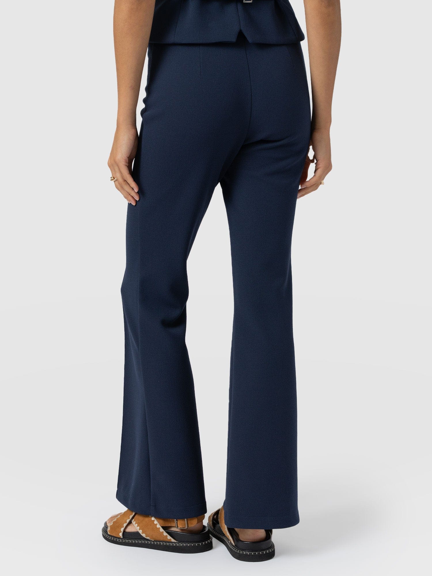Freya Flared Trouser - Navy - Women's Trousers | Saint + Sofia UK