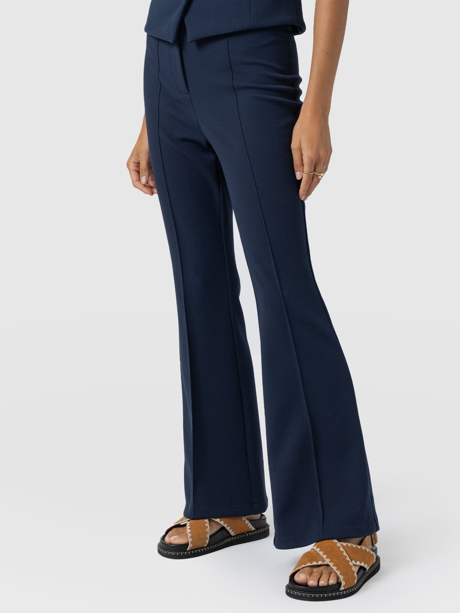 Freya Flared Trouser - Navy - Women's Trousers | Saint + Sofia UK