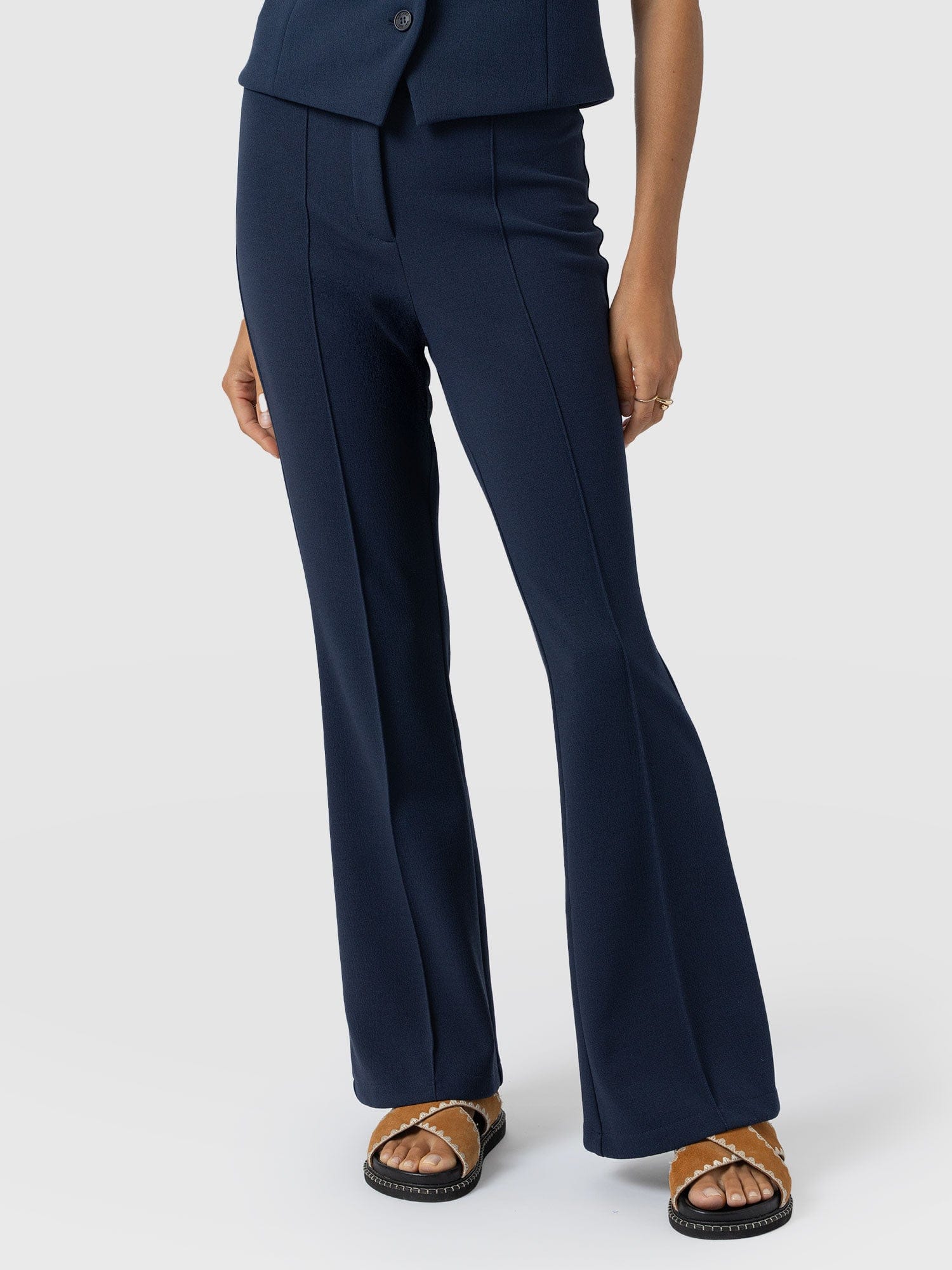 Freya Flared Trouser - Navy - Women's Trousers | Saint + Sofia UK