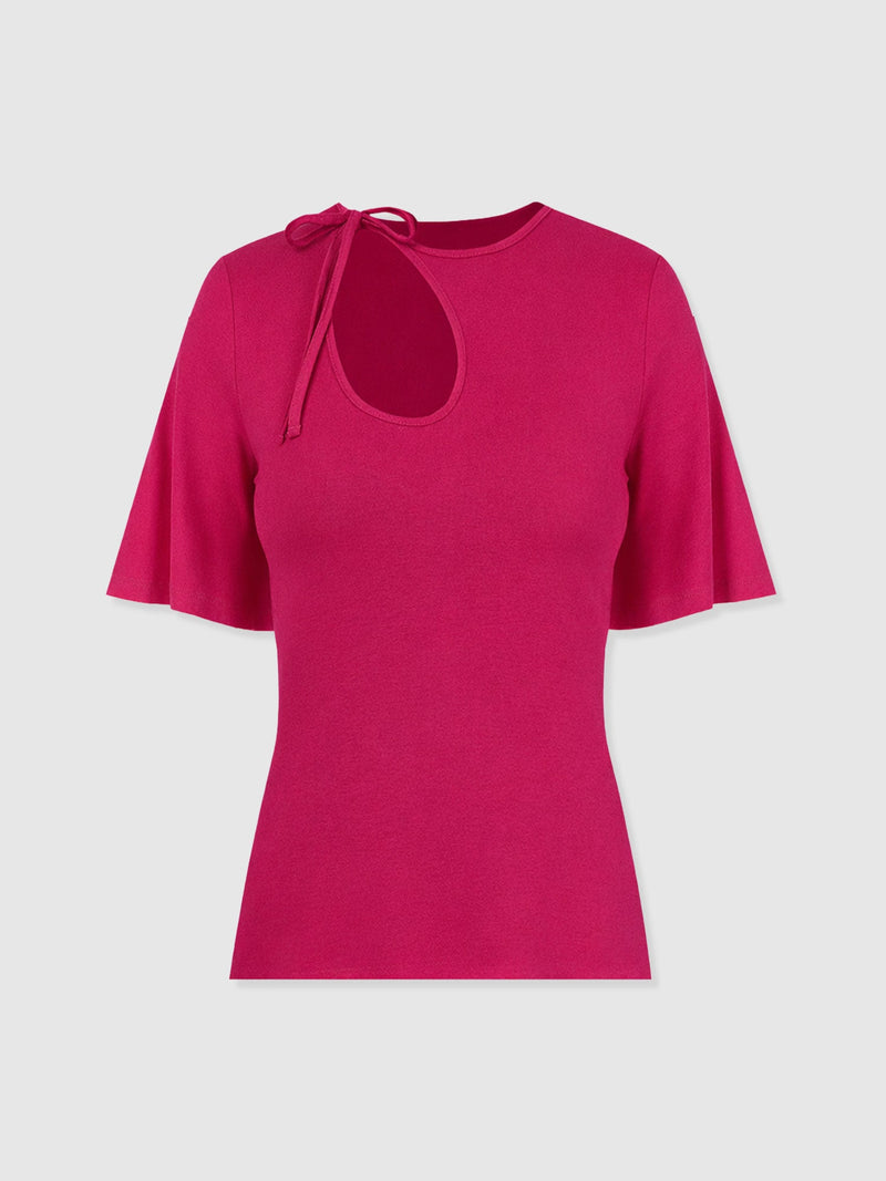 Freya Tie Tee - Fuchsia Pink
