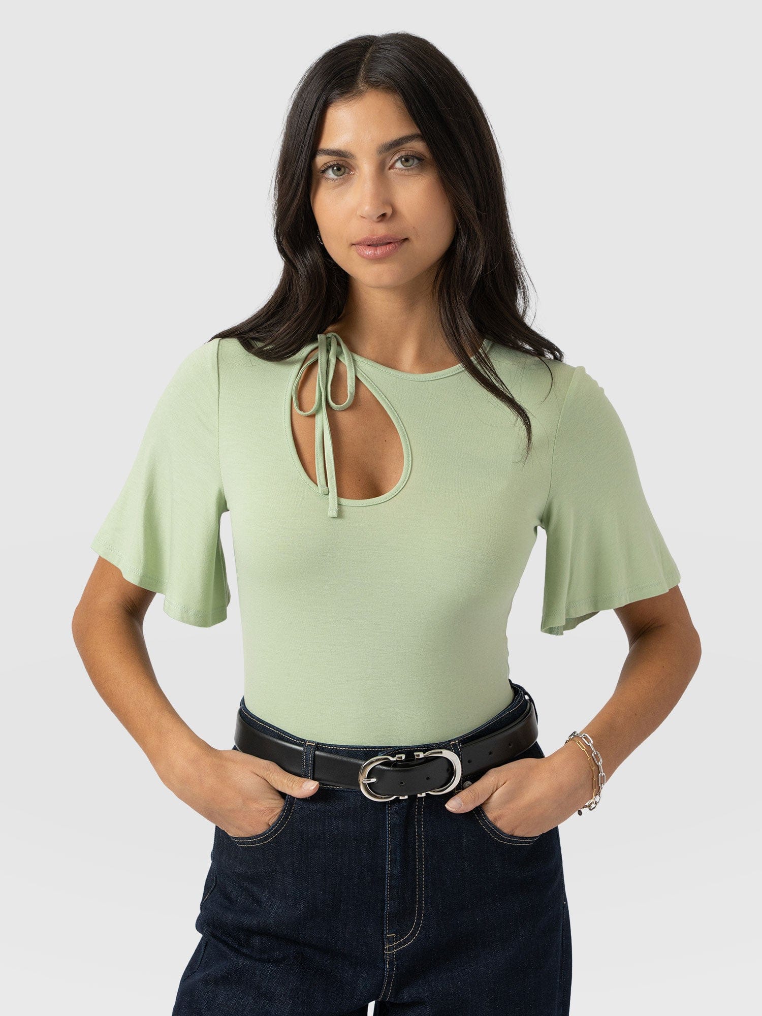 Freya Tie Tee - Mint - Women's T-shirts | Saint + Sofia® UK