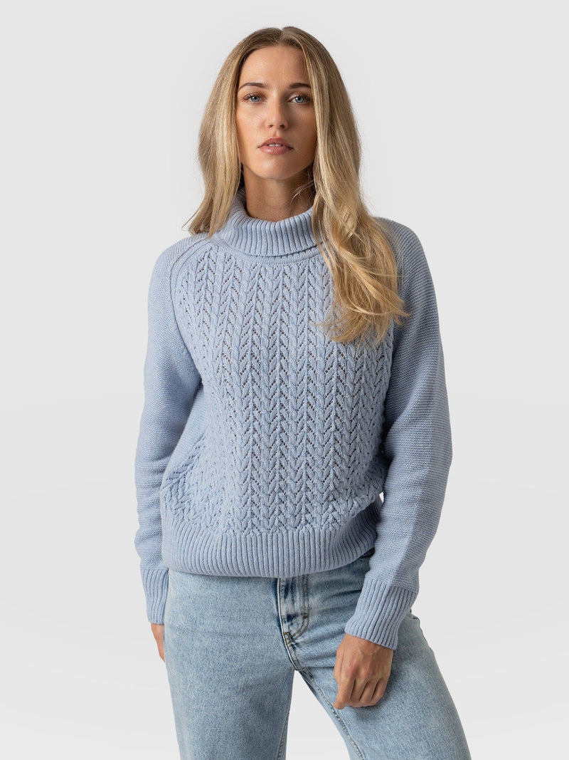 Knitted jumper - Light blue marl - Ladies