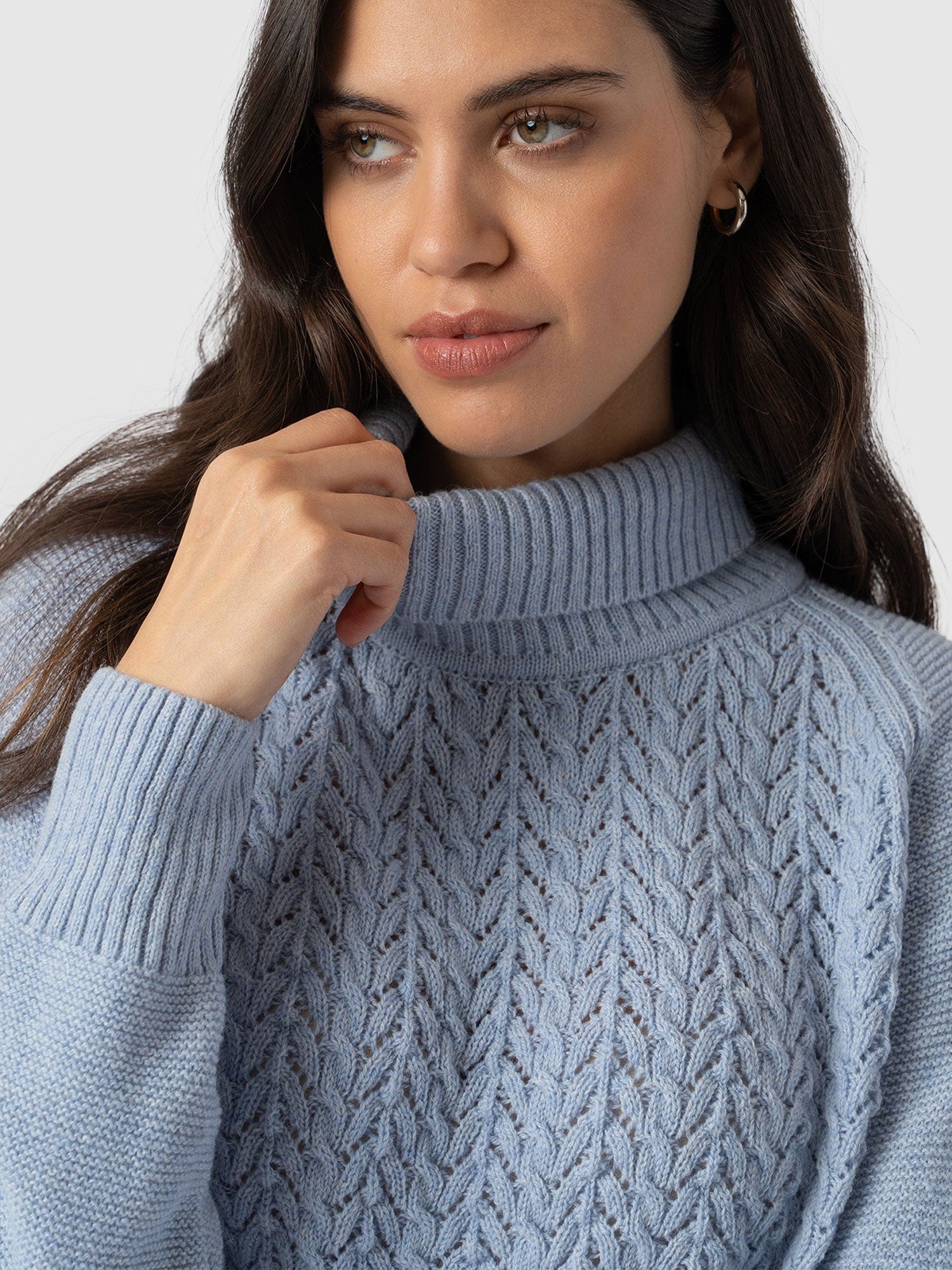 Glen Cable Knit Jumper Blue - Women's Jumpers | Saint and Sofia® UK