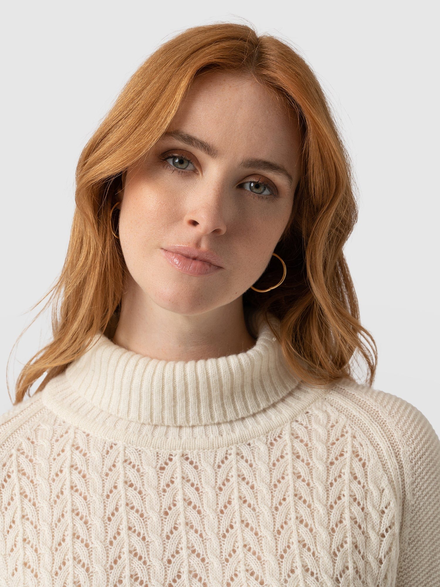 Glen Cable Knit Jumper Cream - Women's Jumpers | Saint + Sofia® UK